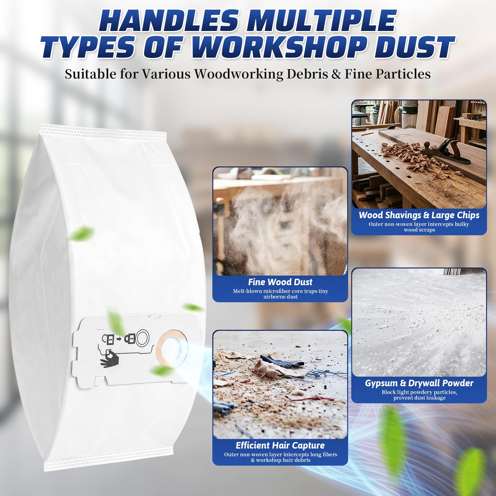 12 sztuk worków filtrujących SELFCLEAN SC-FIS-CT MINI/MIDI-2/5, kompatybilne z workami Festool CT Mini/CT Midi/CT Midi I/CTC Mini/Midi/CT 15, od roku produkcji 2019