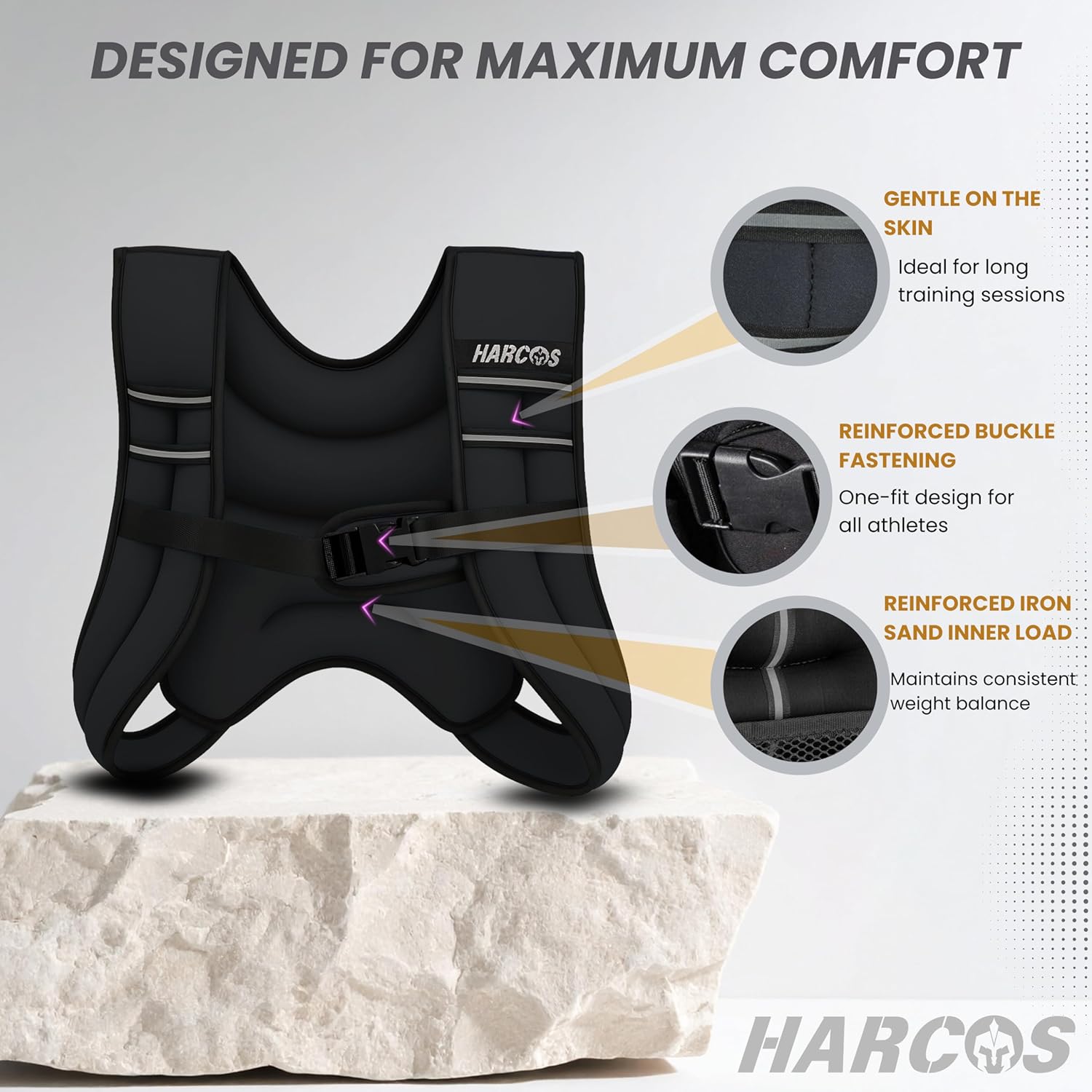 HARCOS Weighted Vest, 6lb/8lb/12lb/16lb/20lb/25lb/30lb Weight Vest with Reflective Stripe for Workout, Strength Training, Running, Fitness, Muscle Building, Weight Loss, Weightlifting