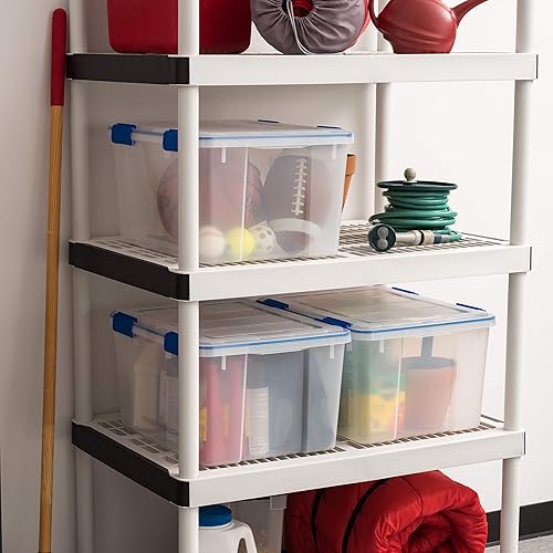 Miniatura 2 de IRIS USA - Contenedor organizador de plástico hermético de 30 cuartos de galón con tapa duradera y sello y hebillas de cierre seguro