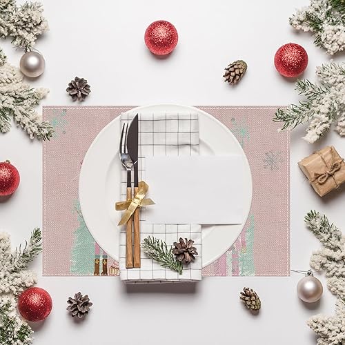 Miniatura 4 de PartyBuzz - Juego de 4 manteles individuales de Navidad con diseño de cascanueces rosados, decoración para el hogar, cocina, comedor