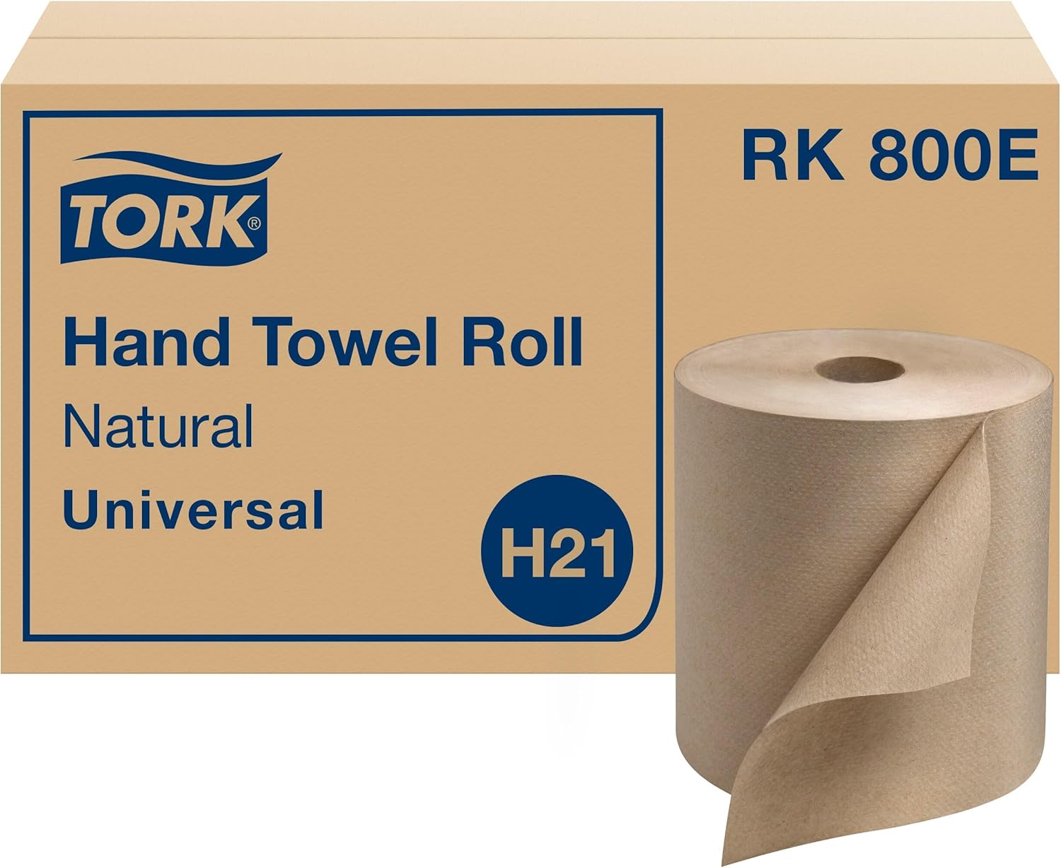 Tork Paper Towel Roll Natural - Universal Hand Roll, Natural Paper Towels with Brown Tissues made of 100% Recycled Fiber, 6 Rolls x 800 ft, Compatible with H21 Dispenser, RK800E 800 Foot (Pack of 6) Natural