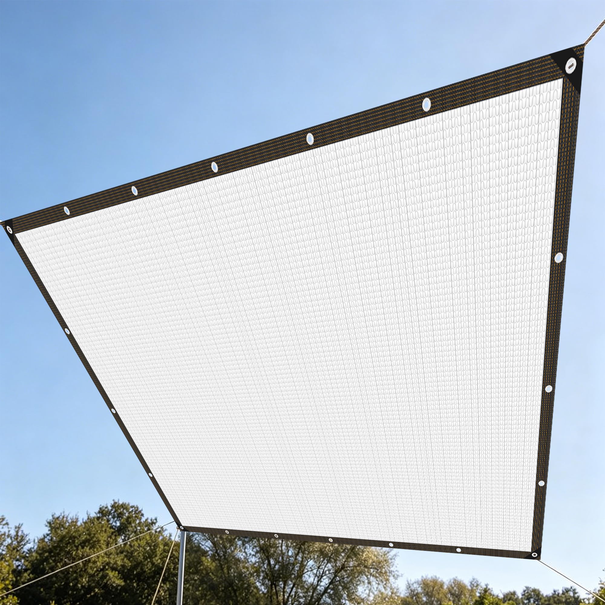 Aluminiowa Tkanina Zacieniająca Z Przelotkami 360 x 500 cm Przeciwsłoneczna Tkanina Na Cień Ogrodowy Z Przelotkami Do Użytku Zewnątrz Ogród, Samochód, Zwierzęta, Srebro