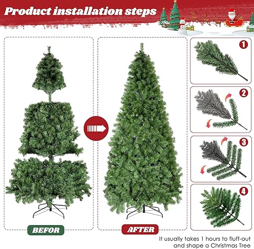 Miniatura 2 de Árbol de Navidad artificial de abeto de 6.5 pies con bisagras de metal de alta calidad, adecuado para el hogar, oficina, decoración de fiestas,