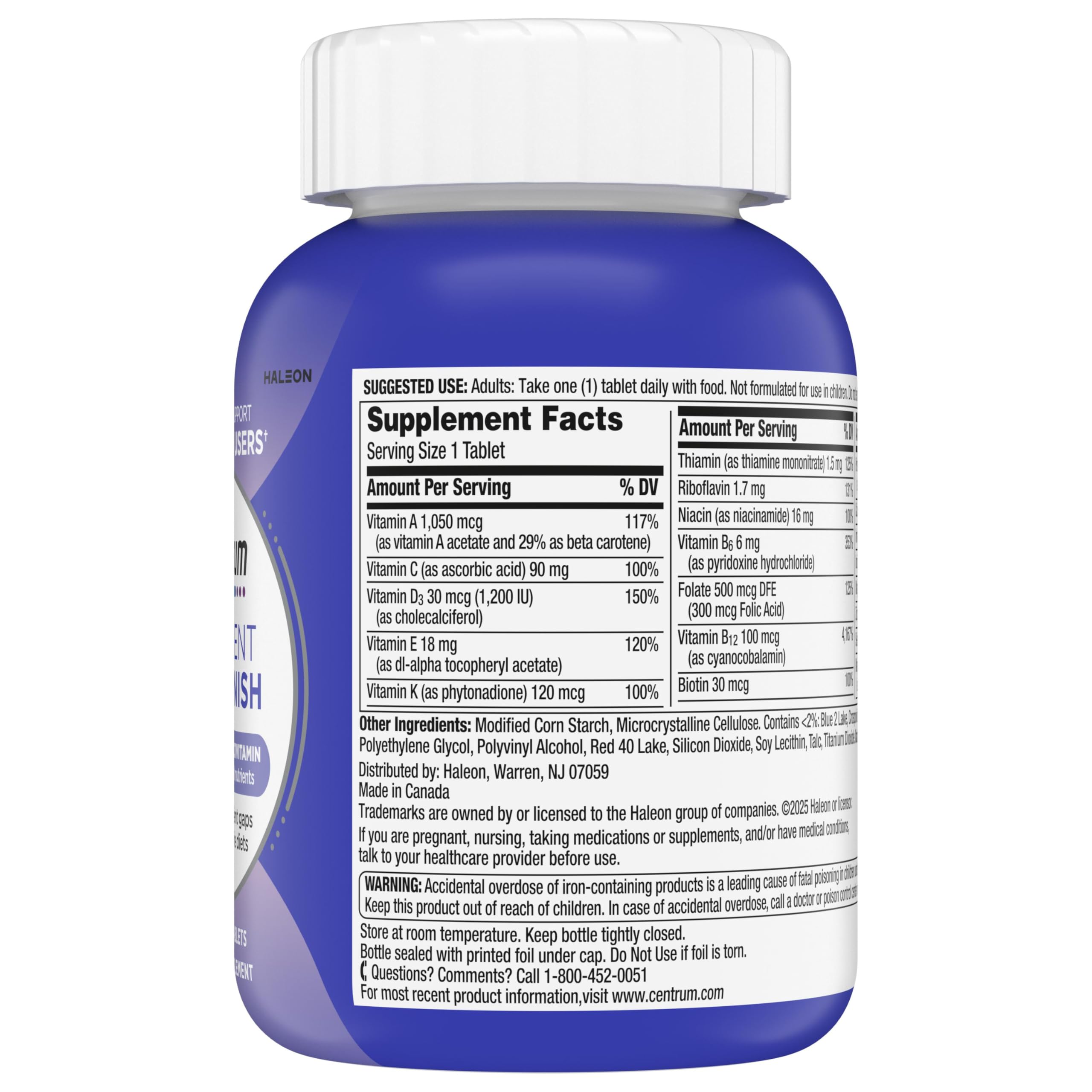 Centrum Nutrient Replenish GLP-1 Nutrition Support Multivitamin for Whole Body Health and Appearance - 180 Tablets, 6 Month Supply