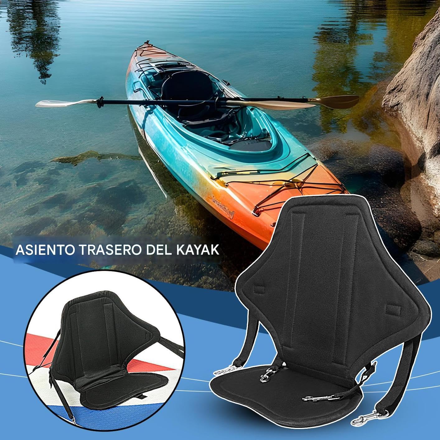 Asiento de Kayak Silla de Acolchada Ajustable
