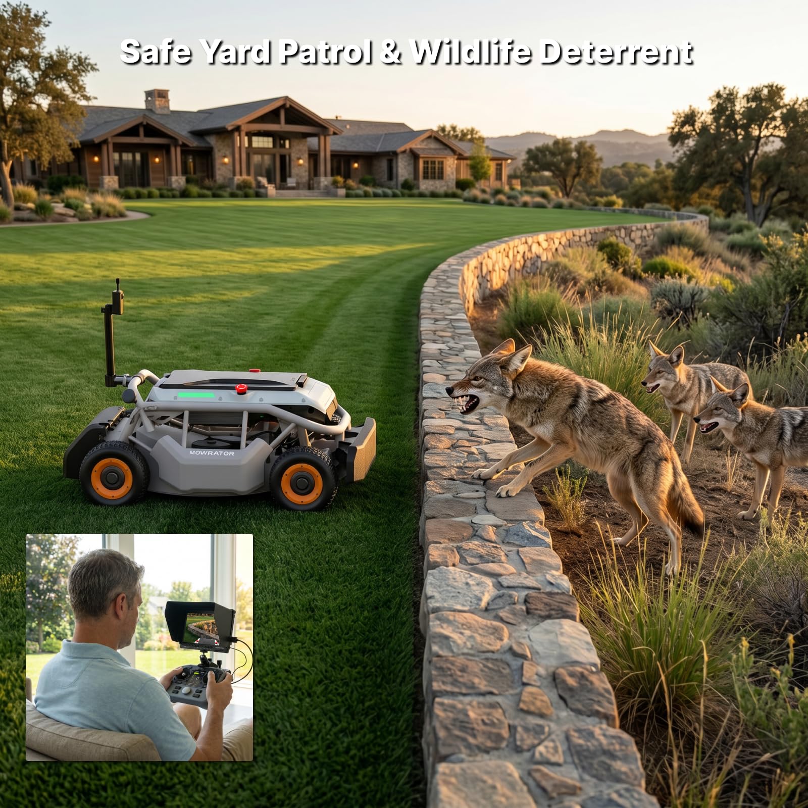 Mowrator MowFun FPV Kit 1080p 60fps HD View Dual Batteries | 178° Wide Angle Camera, 4km Transmission, 22ms Low Latency, 7-inch Display, Indoor View, SD Card Support, HDMI Connection