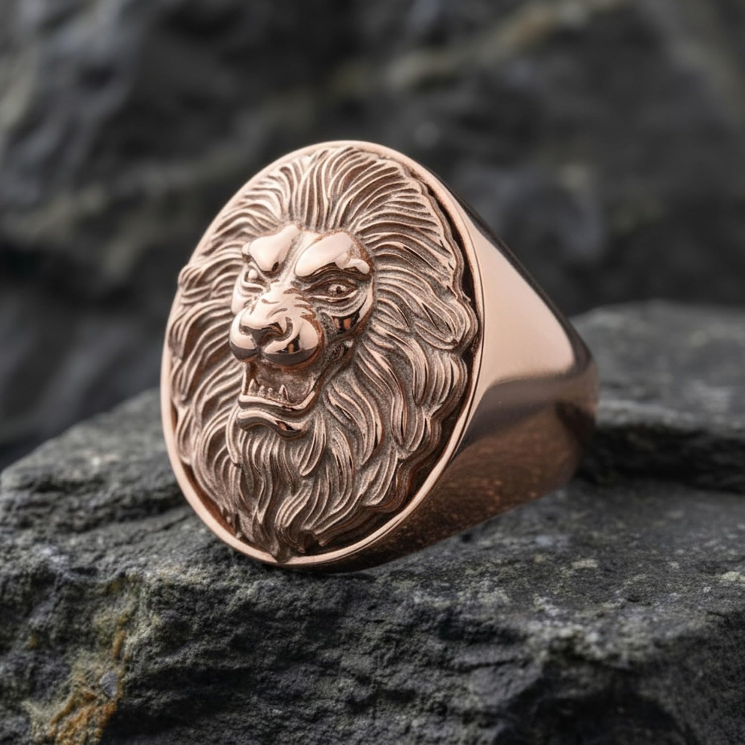 Roaring Lion Ring 14K Gold Vermeil 925 Sterling Silver Signet for Men | Handcrafted to order in 60+ sizes, solid 925 sterling silver with 14K gold vermeil, bold standout piece for collectors