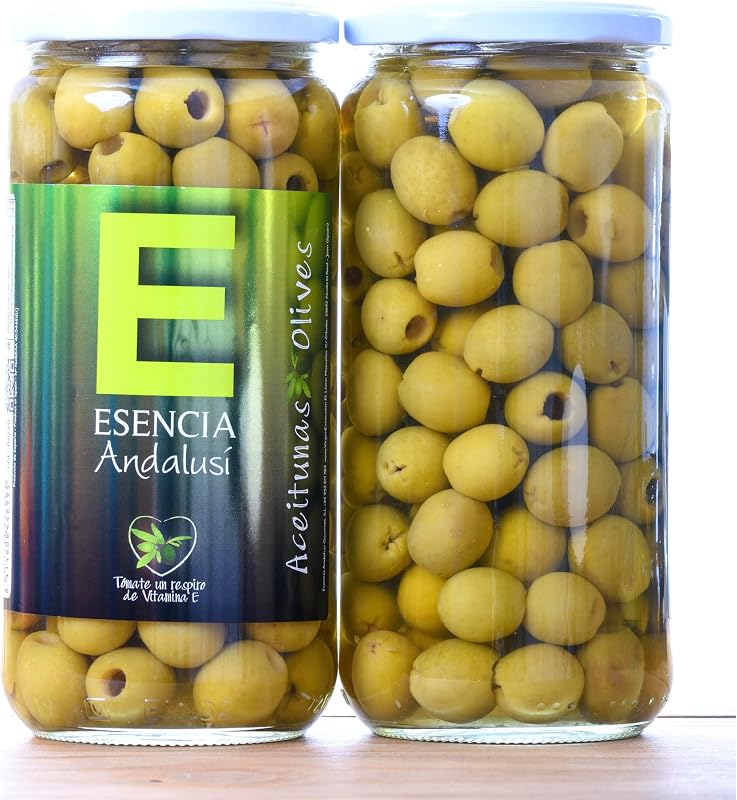 Aceituna verde Manzanilla Extra sin hueso Esencia Andalusí sabor Anchoa. Categoria Gourmet 700 grs