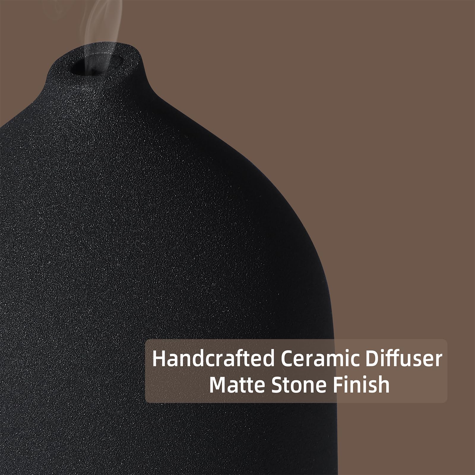 Gooamp Diffuseur en céramique de 200 ml, diffuseur d'aromathérapie, diffuseur d'huiles essentielles avec 7 lumières de couleur, arrêt automatique pour la maison, le bureau, la chambre, noir