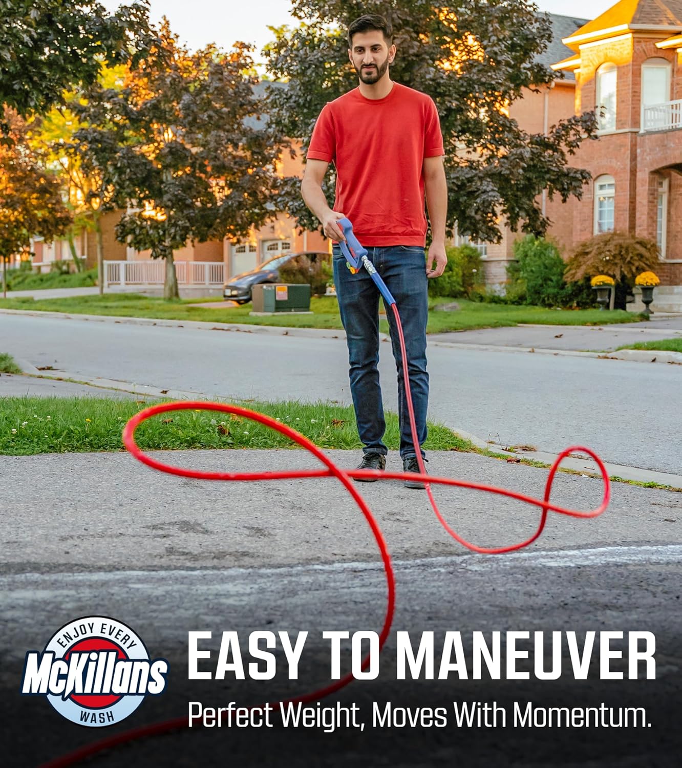 McKillans® Pressure Washer Hose 50 ft - Flexible & Kink-resistant - Steel-Braided & Durable- M22-14mm Stainless Steel Plug - Power Washer Hose - High Pressure 1/4" Inner Diameter - Long 50 ft Reach