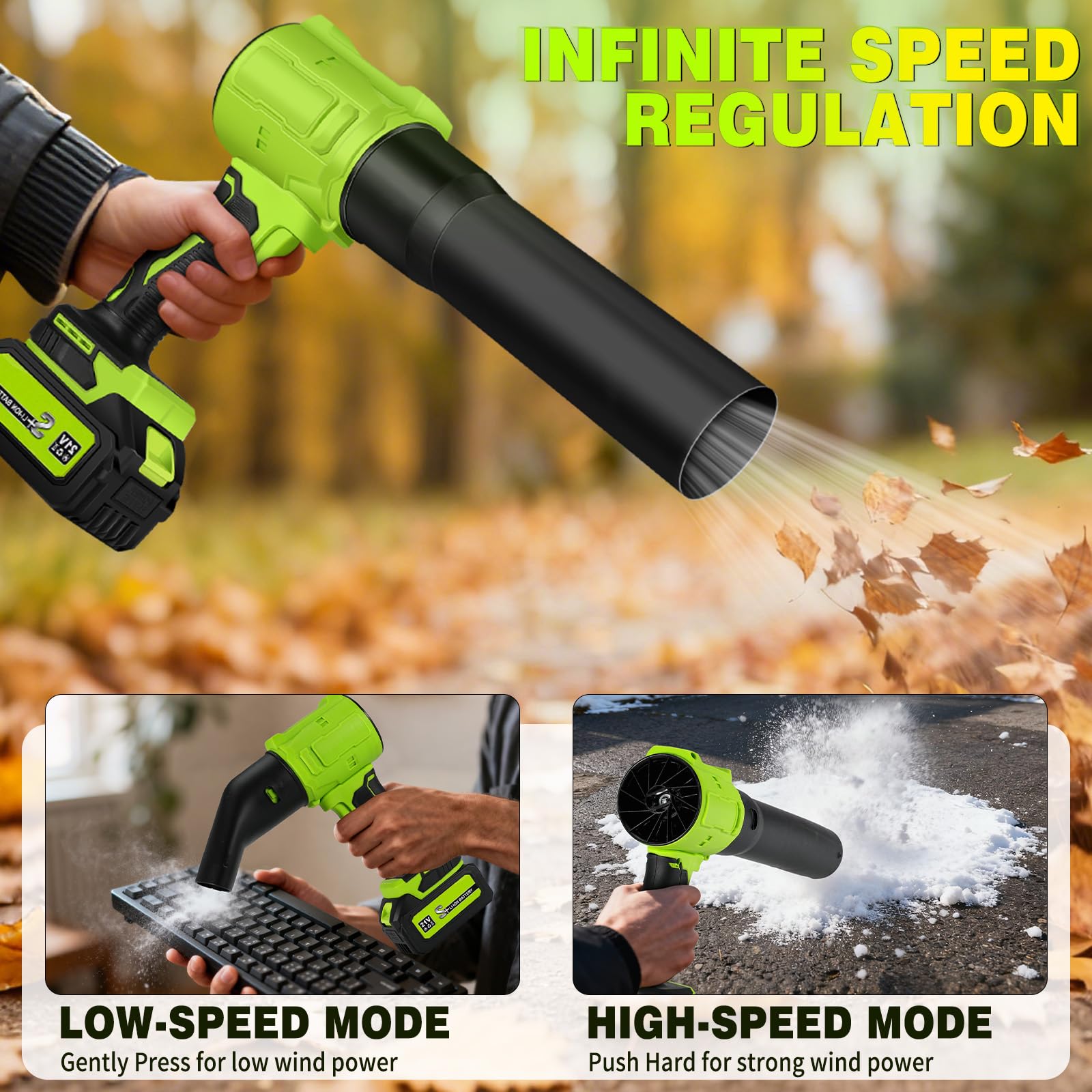 akumulatorowa dmuchawa do liści, akumulatorowe dmuchawo-wiatrak Turbo z 2x4.0Ah akumulatorami, 800 000 obr/min, prędkość powietrza 65 m/s, akumulatorowa dmuchawa elektryczna do usuwania liści