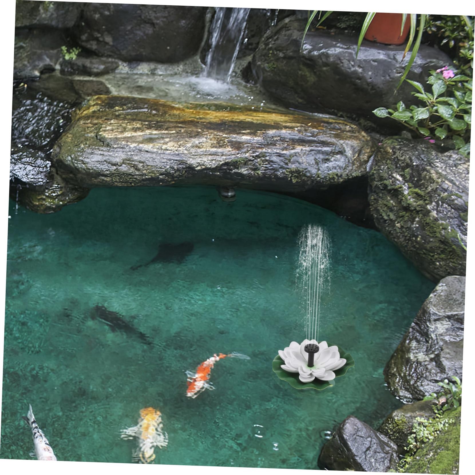 Solarbetriebener Schwimmend Weiß W Solarbrunnen Lotus