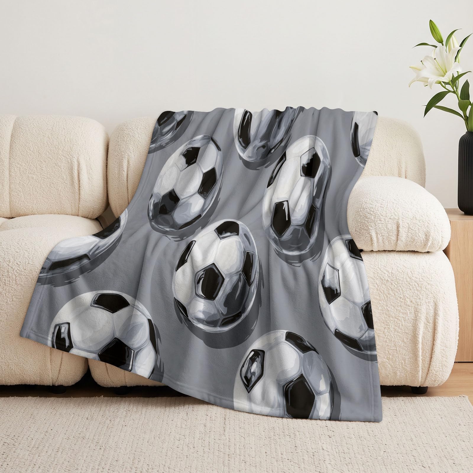 Koc 3D nowoczesny, 150 x 200 cm, miękki, na sofę, łóżko, flanelowy, narzuta