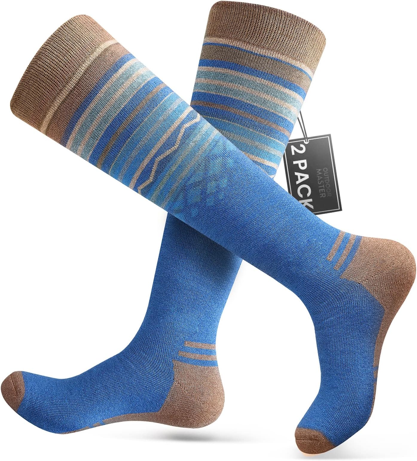 OutdoorMaster Merino Wool Ski Socks for Men & Women, Unisex Thermal Winter Warm Snowboarding Socks for Cold Weather