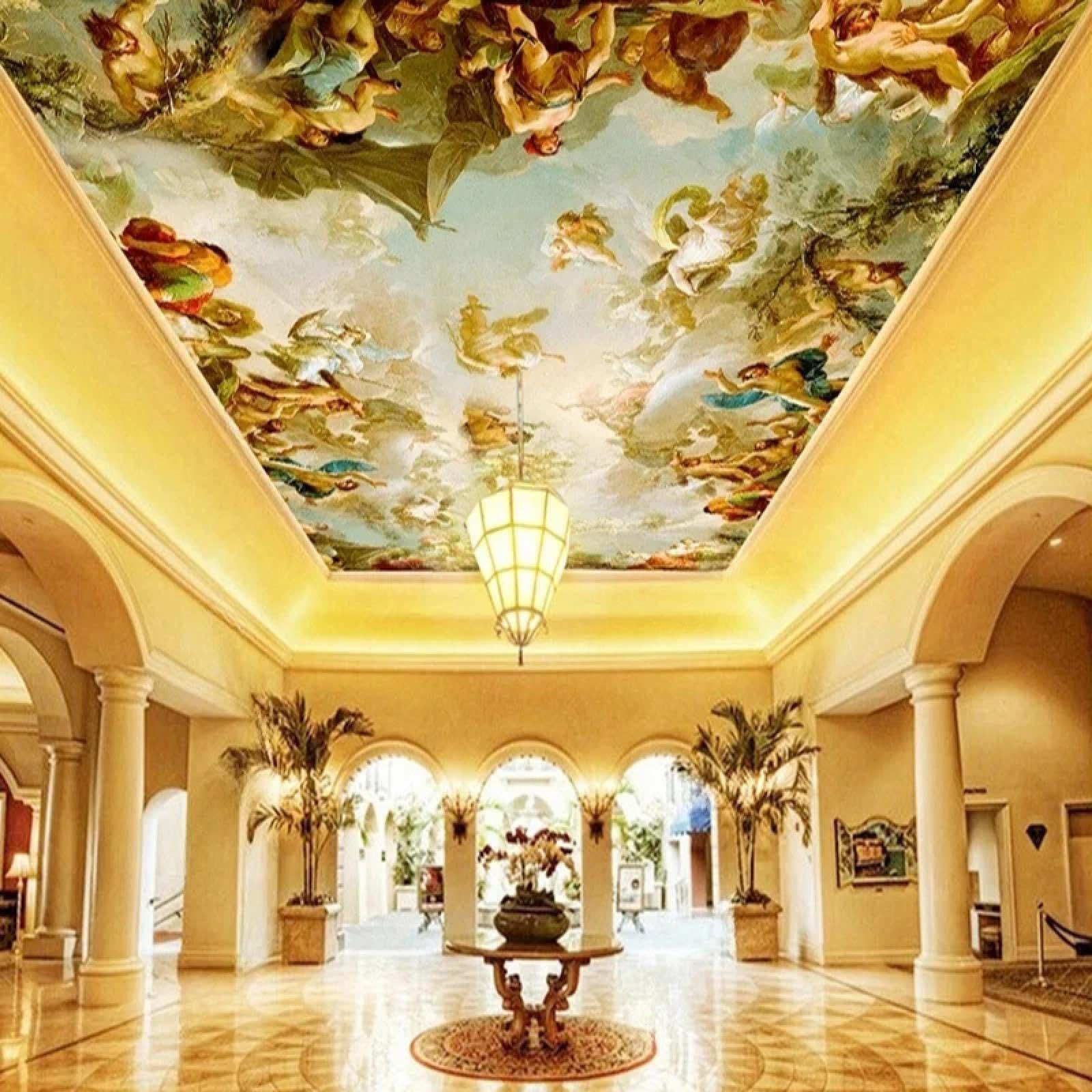 Papier peint mural 3D plafond ethnique anges salon chambre grand format
