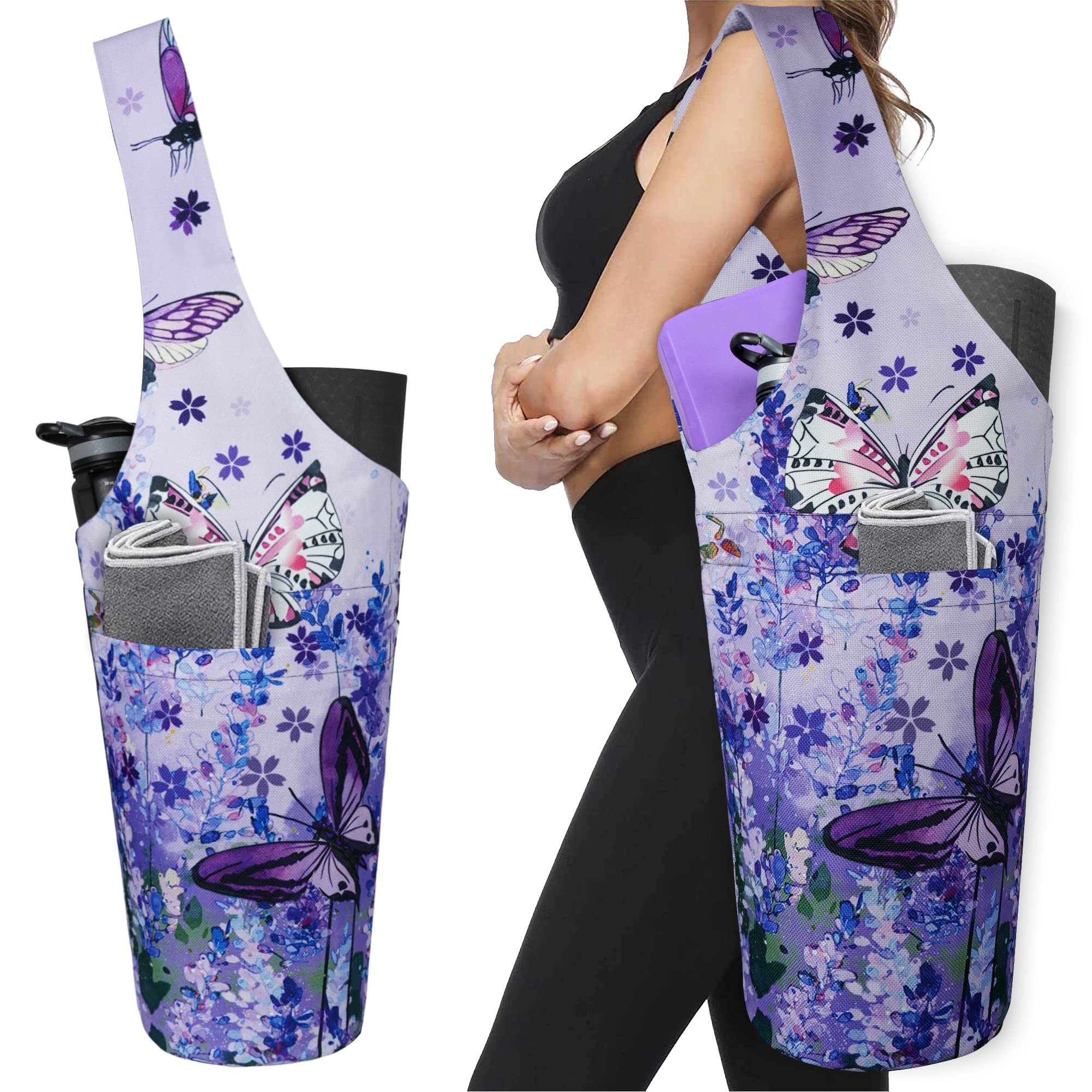 Yoga Mat Bag - Long Tote with Pockets - Holds More Yoga Accessories - Yoga Bag Fit Most Size Mats - Yoga Mat Carrier