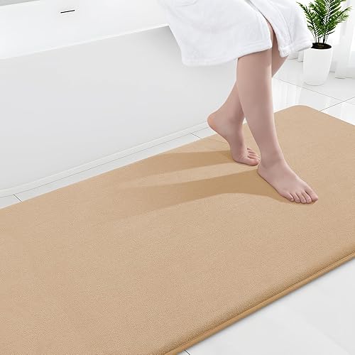 Miniatura 51 de Smiry Tapete de baño de espuma viscoelástica de 24 x 16 pulgadas, extra suave y absorbente, antideslizante, lavable para suelo, ducha y bañera,