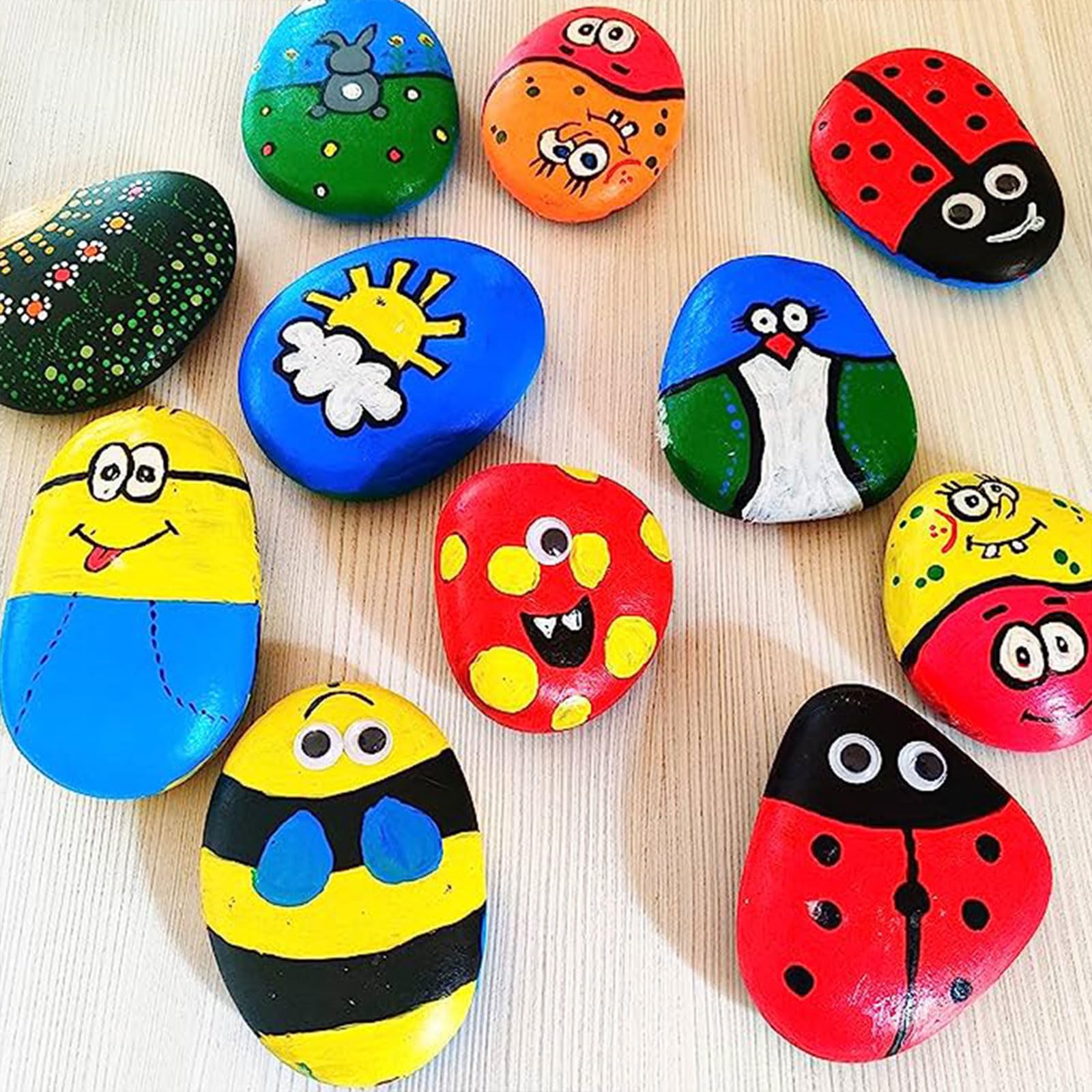 15 Stück Bemalbare Steine 4-6cm - Natürliche Kieselsteine Für DIY & Garten Deko