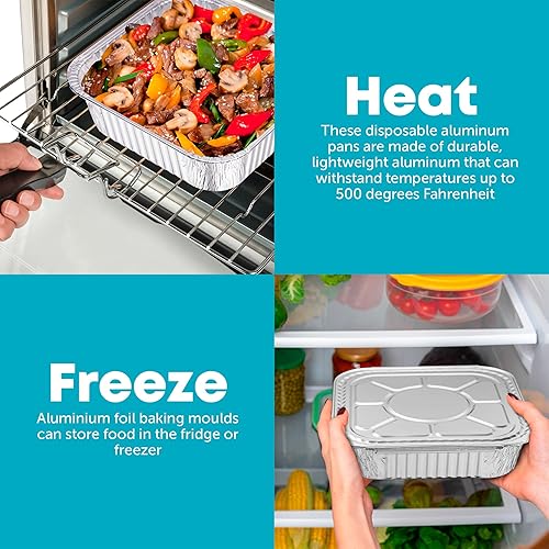 Miniatura 4 de Plastible - Moldes de aluminio cuadrados desechables de 8 x 8 x 2 pulgadas