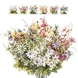 Artificial Flowers Wildflowers Silk Daisy Spring Fake Daisies Decoration Summer UV Resistant Colorful Mixed Bundles Faux Greenery Outdoor Plant Stem Filler for Home Decor Indoor Floral Arrangements