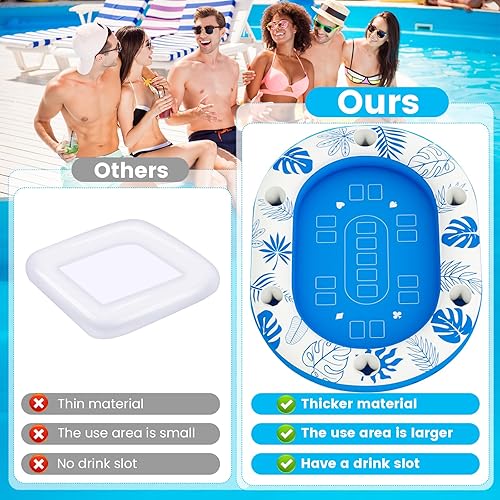 Miniatura 3 de Mesa flotante extra grande de 56 pulgadas para piscina, juegos de piscina inflables para adultos con cartas de juego impermeables, accesorios de
