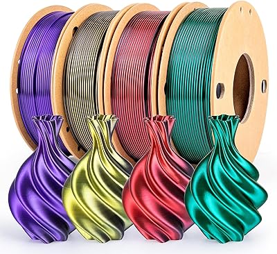 20 – dikale Silk 3D Printing Filament PLA+ Dual Color Black Series Bundle 4-Pack – 1.75mm 3D Printing PLA Pro 250g (0.55lbs) x 4 Spools, Black&Re…
