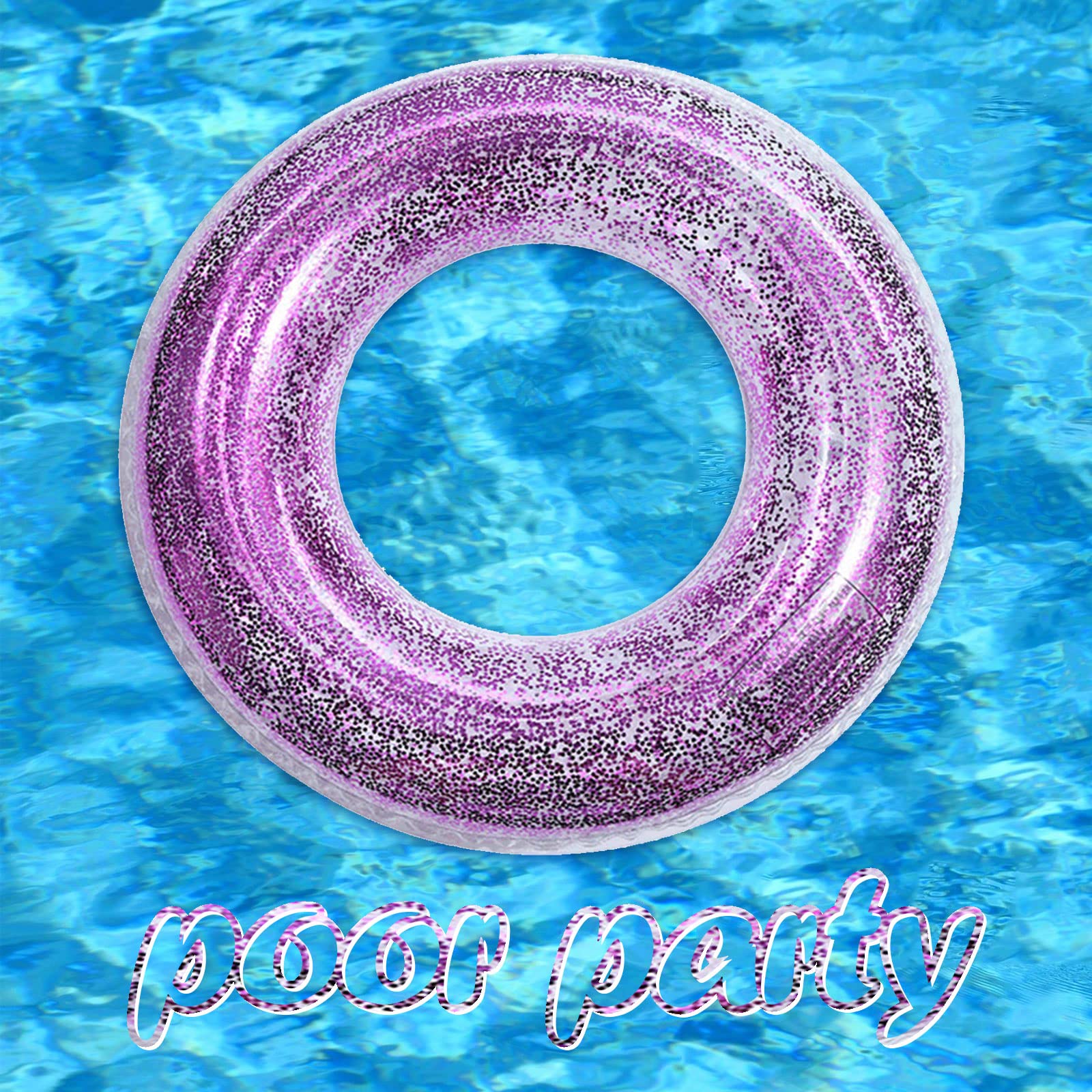 Anello da Nuoto Glitter Anello per il Nuoto Estivo Decorazione Anello Galleggiante, Zattera Gonfiabile per Adulti da Bagnoper Feste Spiaggia o Piscina