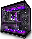 KEDIERS PC CASE ATX 4 Fans Pre-Installed, Type-C Mid Tower Computer Case with Full-View Dual Tempered Glass, Gaming PC Case,Black,K4