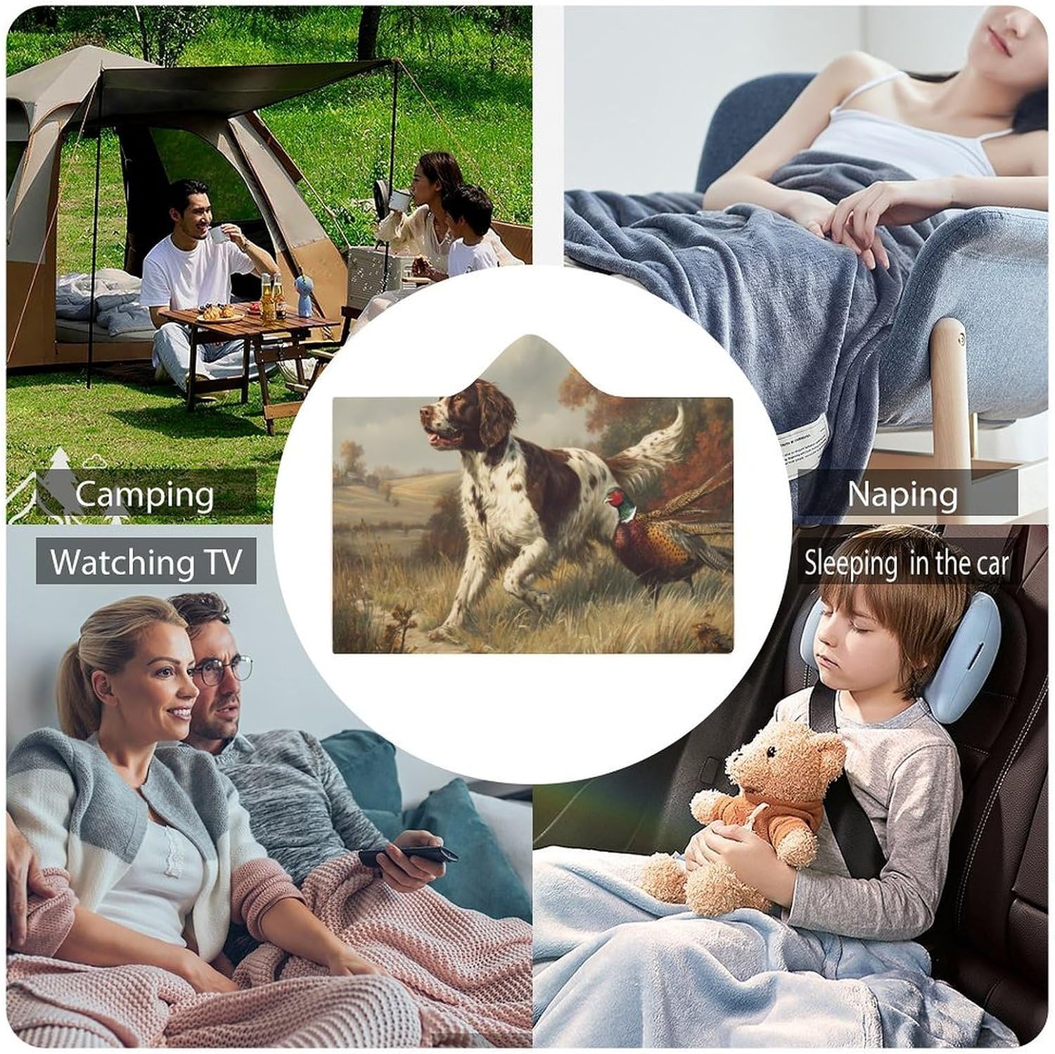Springer Spaniel Dog Hunting Wearable Blanket Oversized Throw Cape | Cozy Hooded Blanket Gifts for Women Men