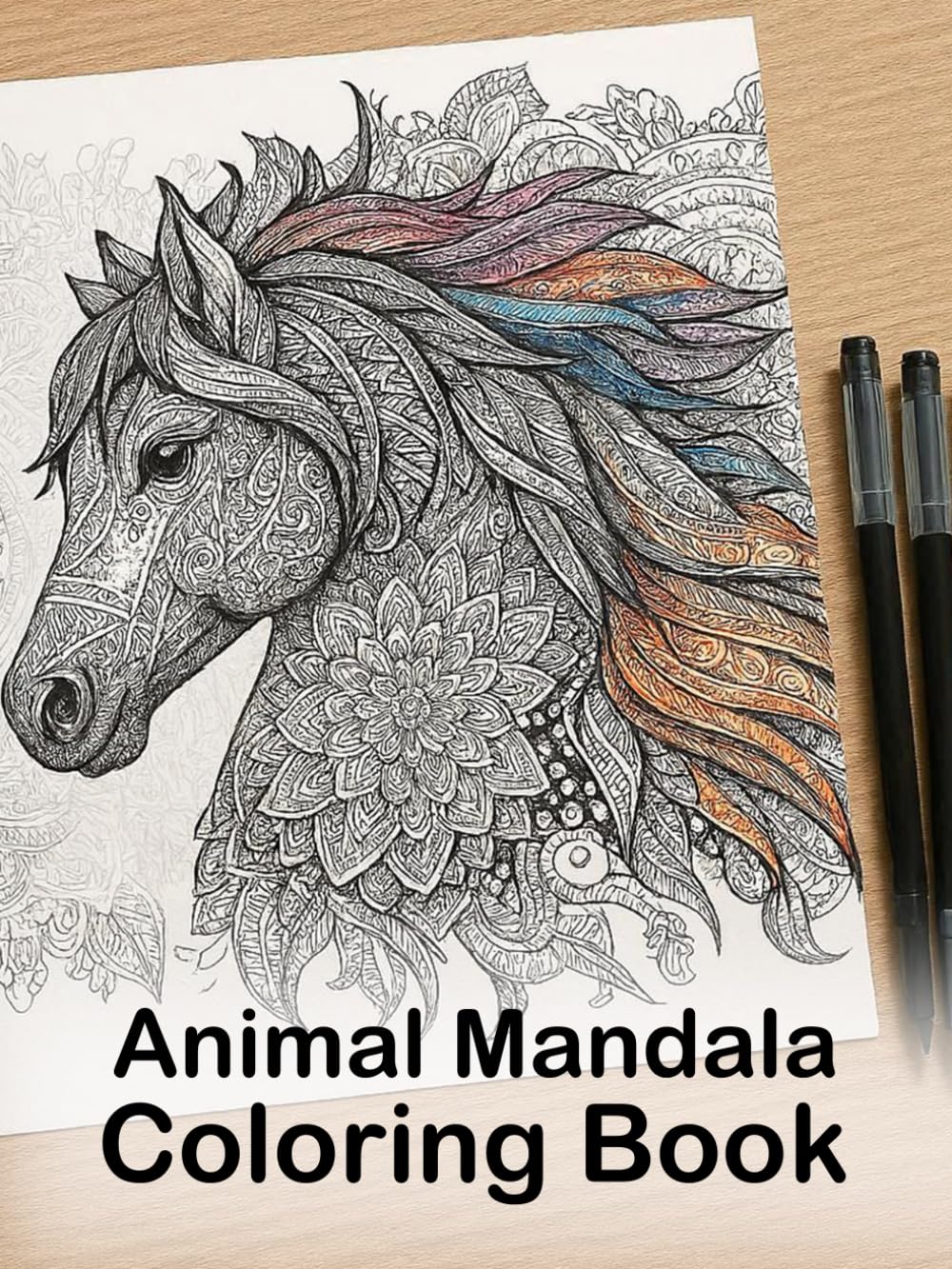 Animal Mandala Coloring Book for Adults – 50 Relaxing Animal Coloring Pages, Stress Relief & Mindfulness: 50 detailed animal mandalas to color – lion, cat, elephant, butterfly & more