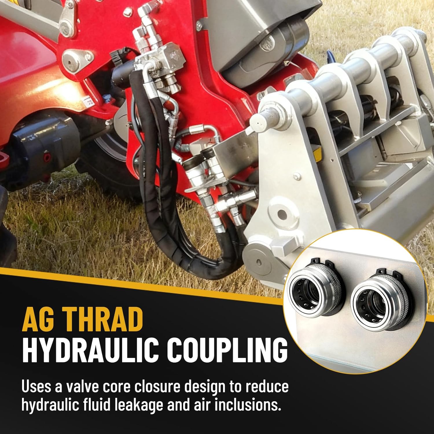 1/2" Body Ag ISO 5675 Pioneer Style Hydraulic Quick Connect Coupler with Break Away Mounting Bracket, 1/2" NPT Female Thread, Compatible with Bobcat, John Deere Skid Steer Attachment