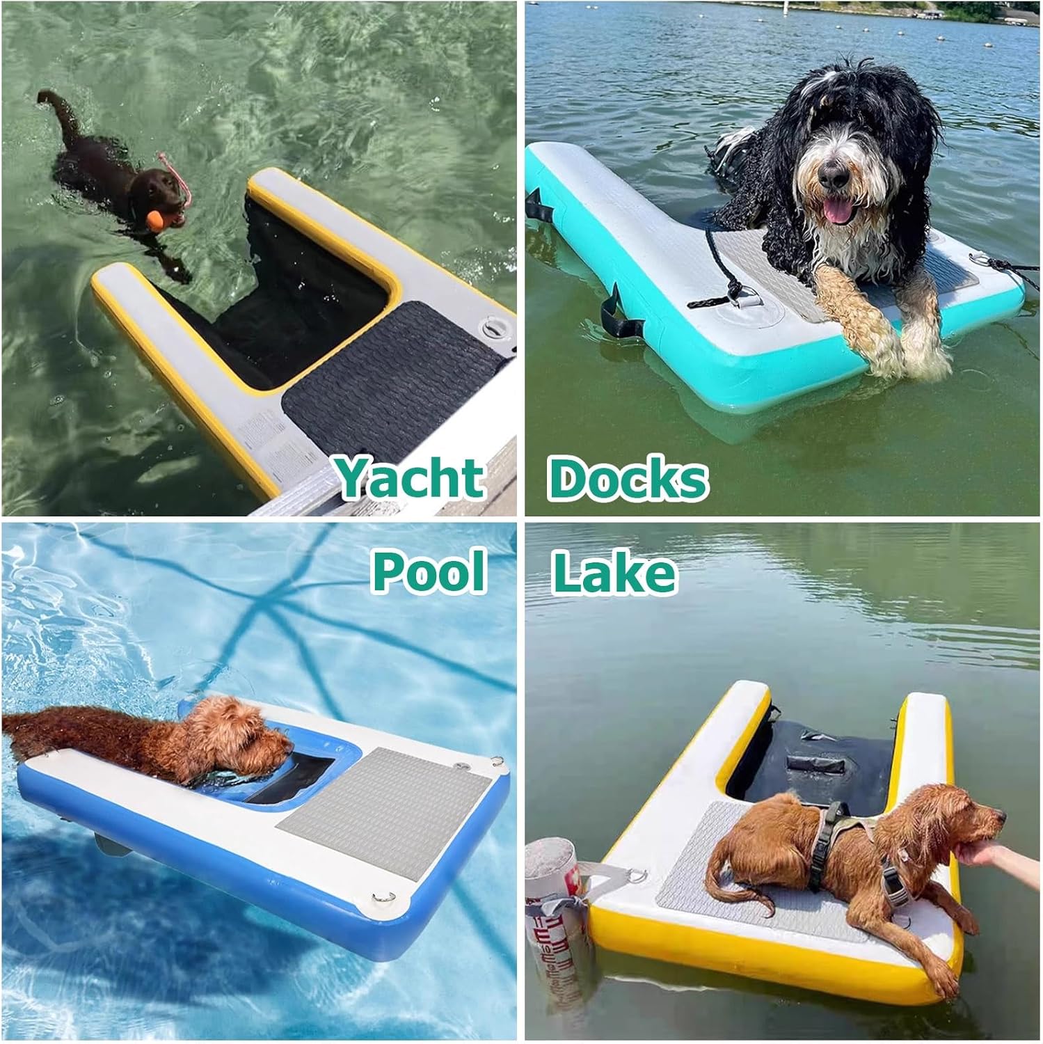 JYHHCYS Foldable Dog Pool Ramp, Floating Dock Platform for Dogs Up to 132 LBS, Inflatable Water Ramp Pool Float Puncture-Resistant Surface, Safety Ramps Easy Access Pool(Blue)