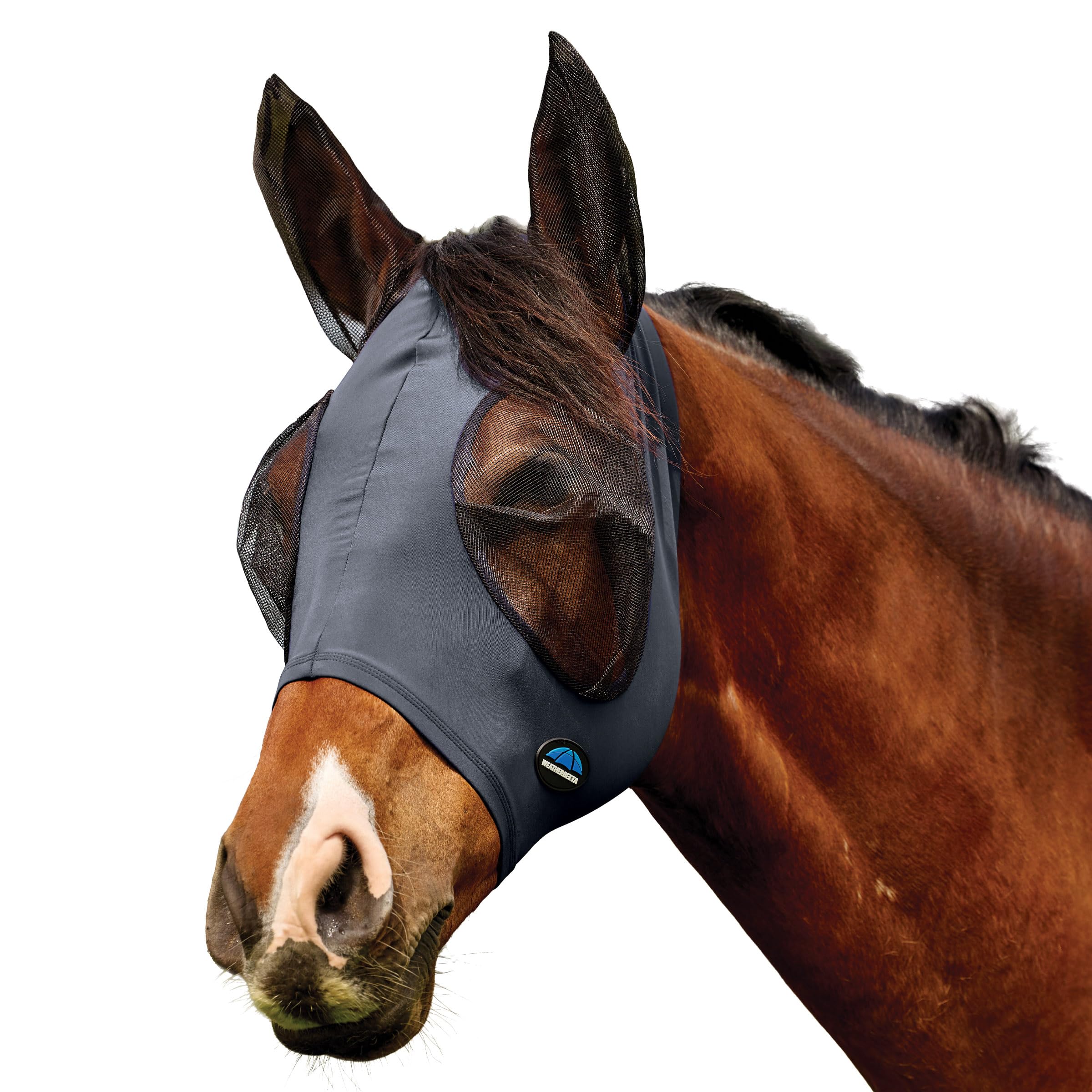 WeatherBeeta ComFiTec Deluxe Stretch Fly Mask with Ears, Charcoal/Black, Extra Large