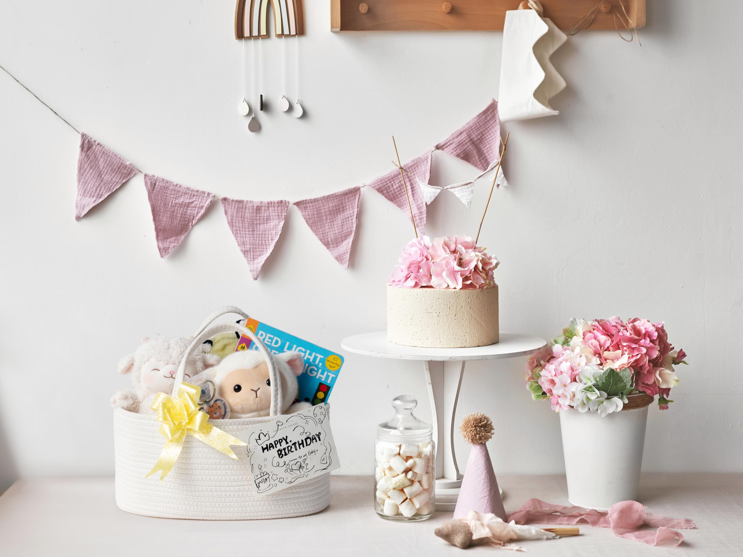 Organizador de pañales, cesta de regalo vacía para artículos esenciales para recién nacidos, cesta de almacenamiento para bebé, elegante bolsa de regalo para baby shower, niños y niñas