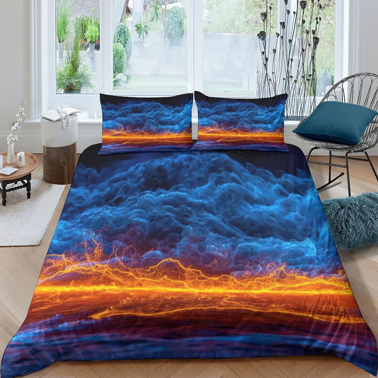 Housse de couette orage microfibre 140x200cm anti-plis et facile d'entretien