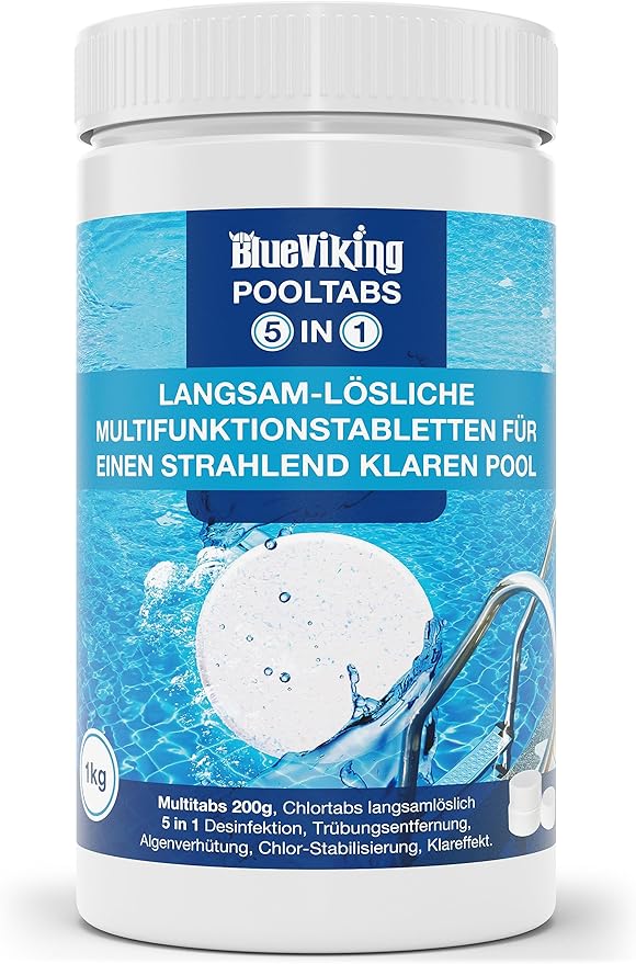 BlueViking Chlortabletten für Pool 5 in 1 Hochwirksame Multitabs Pool