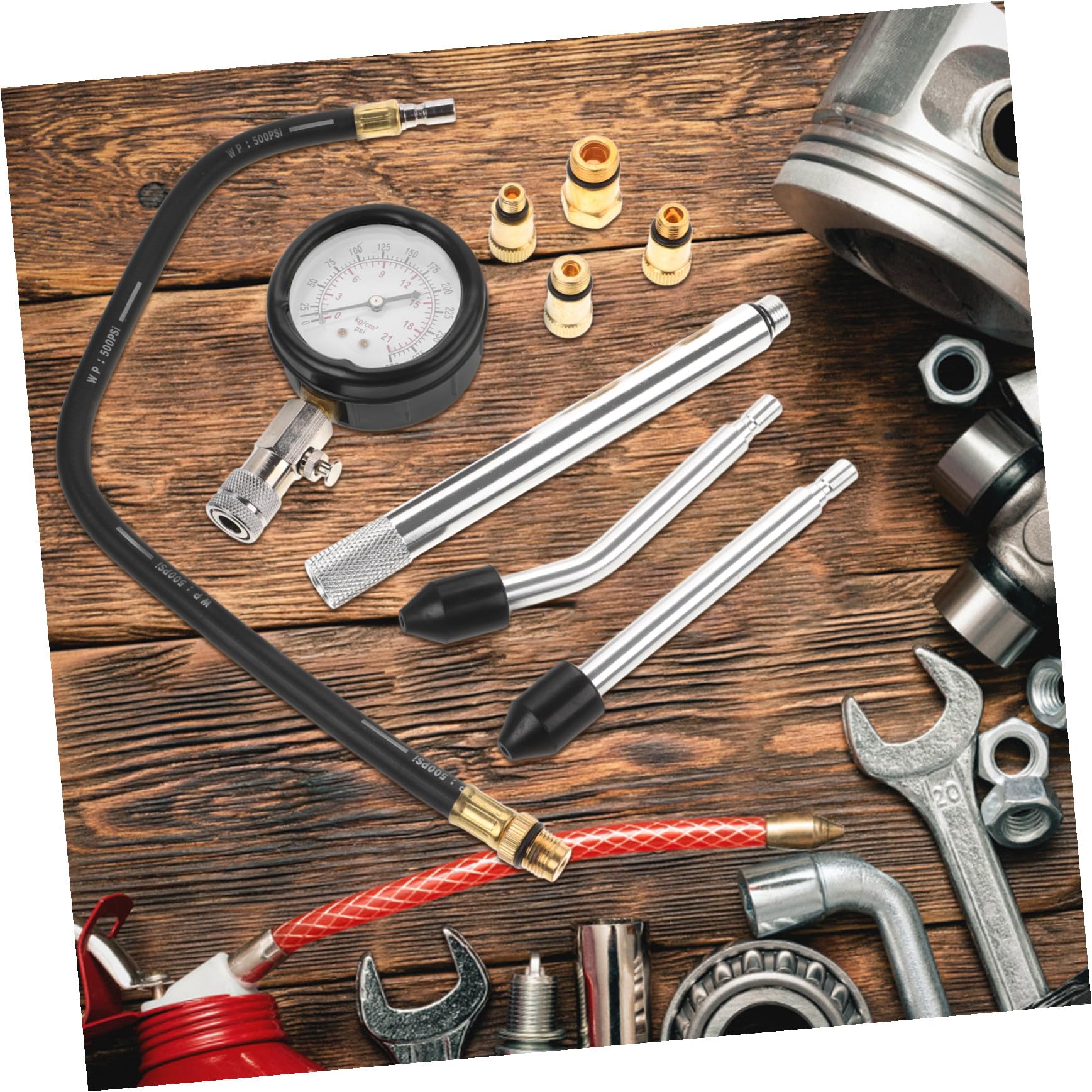 Alipis Kit de Medidor de Presión de Cilindros para Coches y Motos, Aleación de Aluminio y Plástico, Herramienta Precisa y Fiable para Reparaciones y Mantenimiento