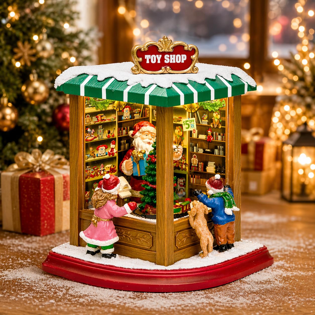 Amazon.com: MOMENTS IN TIME Lighted Santa's Christmas Village Shop