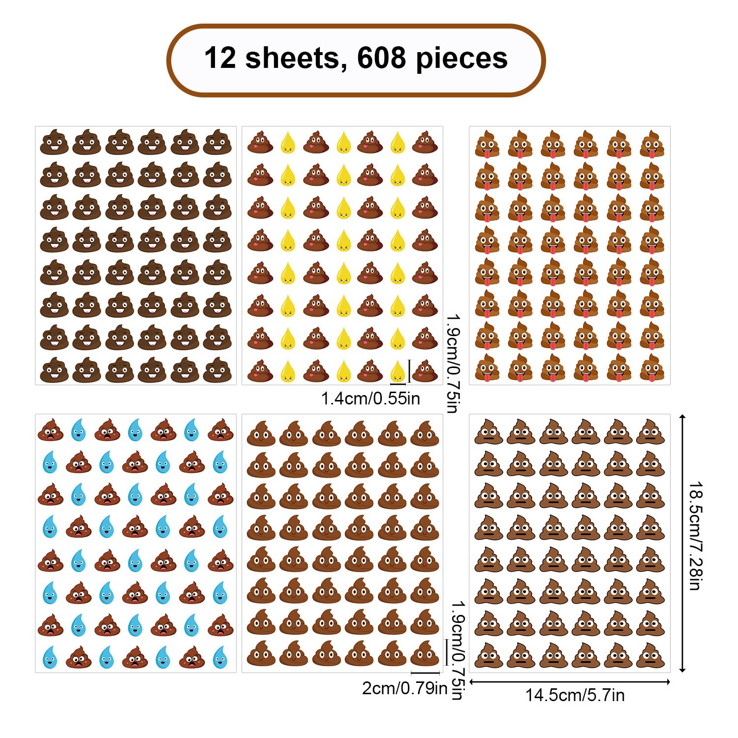 608pcs Funny Potty Training Stickers - Image 2