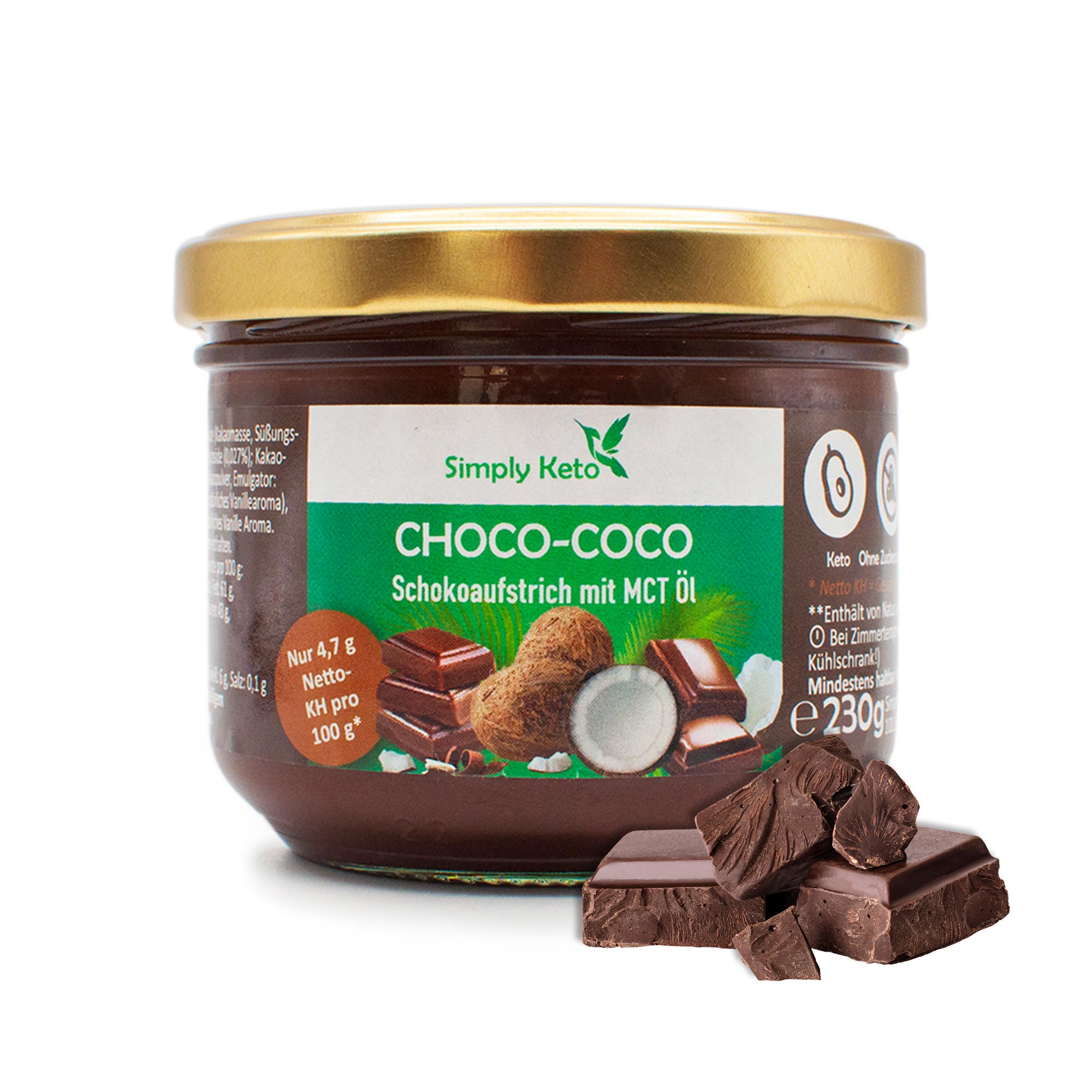 Simply Keto Choco-Coco Creme - Schokoaufstrich mit MCT Öl (Kokosöl) - Für Lower Carb* & Keto Ernährung - Ohne Palmöl & Zuckerzusatz - Gesüßt mit Erythrit - Glutenfrei & Vegan - 230ml – Bild 8