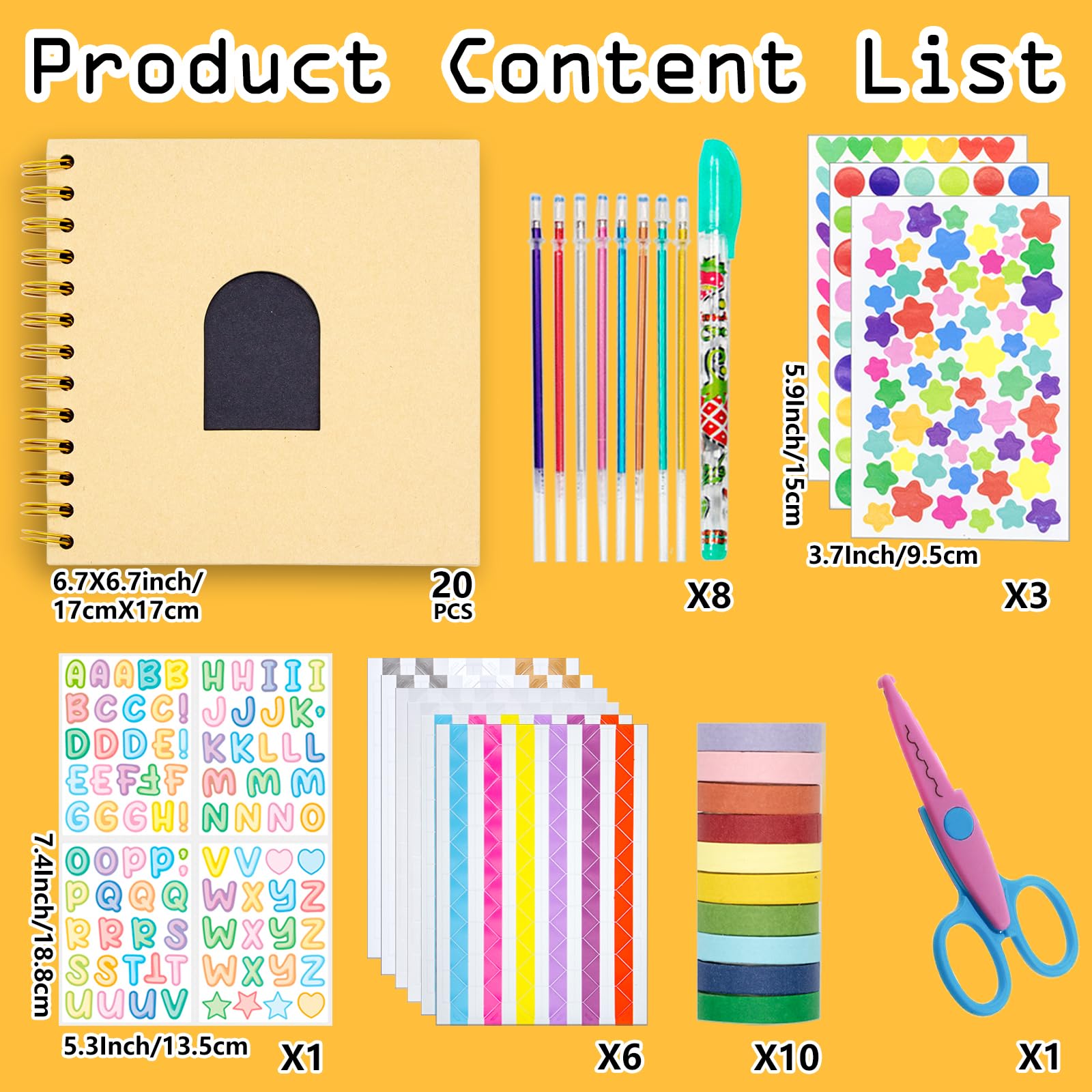 Kid Scrapbook DIY Photo Album Hard Cover Scrapbook Kit for Kids Instant Camera Print Paper with DIY Accessories (Brown) - Image 2