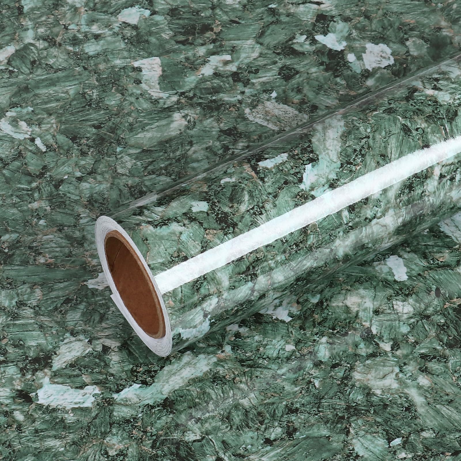 VEELIKE Sparkle Granite Contact Paper for Countertops Green Marble Counter Top Peel and Stick Waterproof Green Marble Wallpaper 15.7''x354'' Self