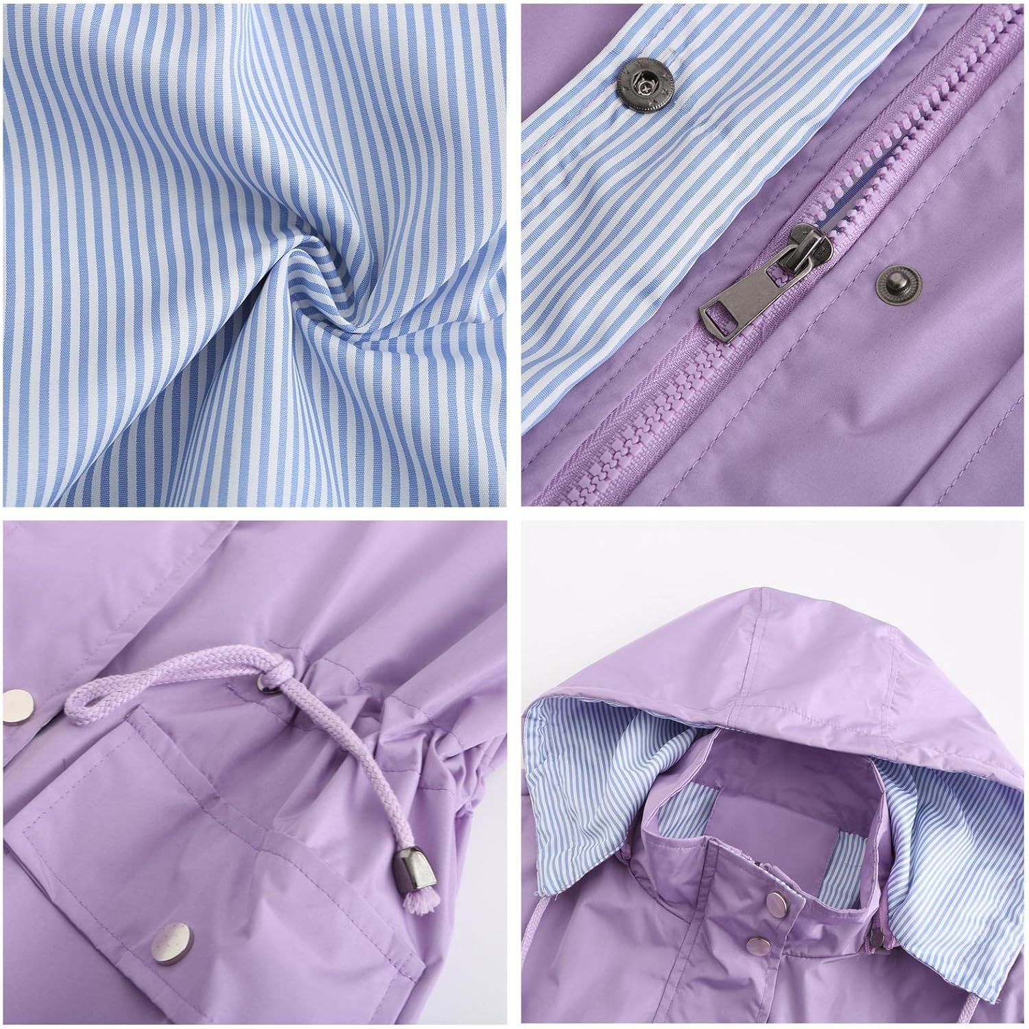 MODFUL Womens lightweight Jackets Waterproof Rain Jacket Windbreaker Outdoor Trench Coats With Hood - Image 5