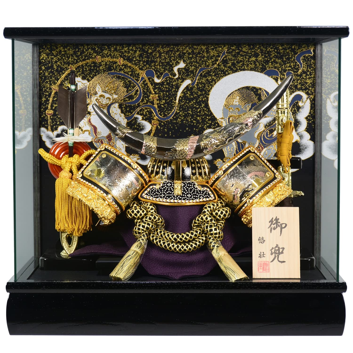 Amazon | 五月人形 登龍 12号兜 盛上彫金前立 風神雷神 パノラマケース