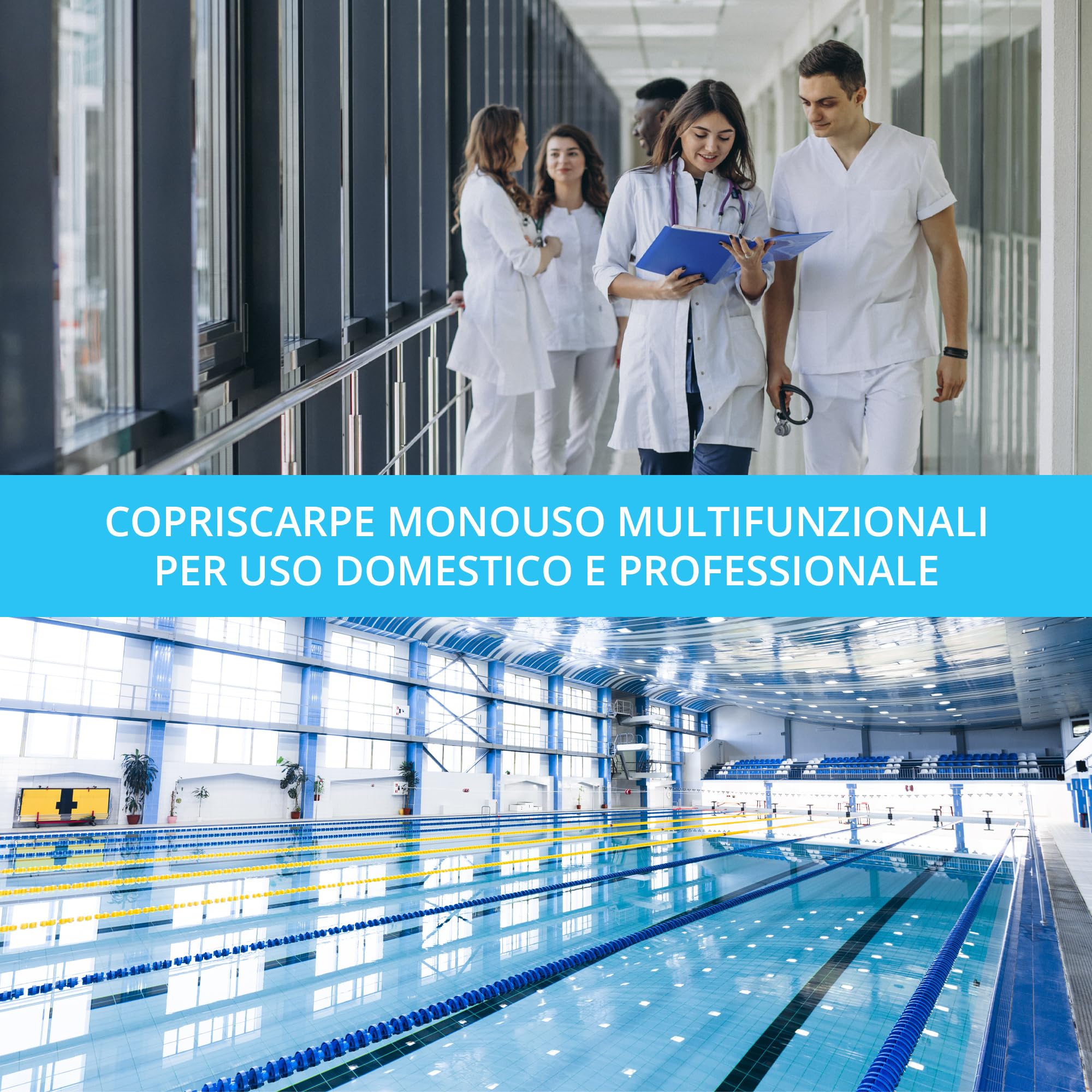 VIVObeauty 200 Copriscarpe Monouso CPE 3,5g Antiscivolo Impermeabili