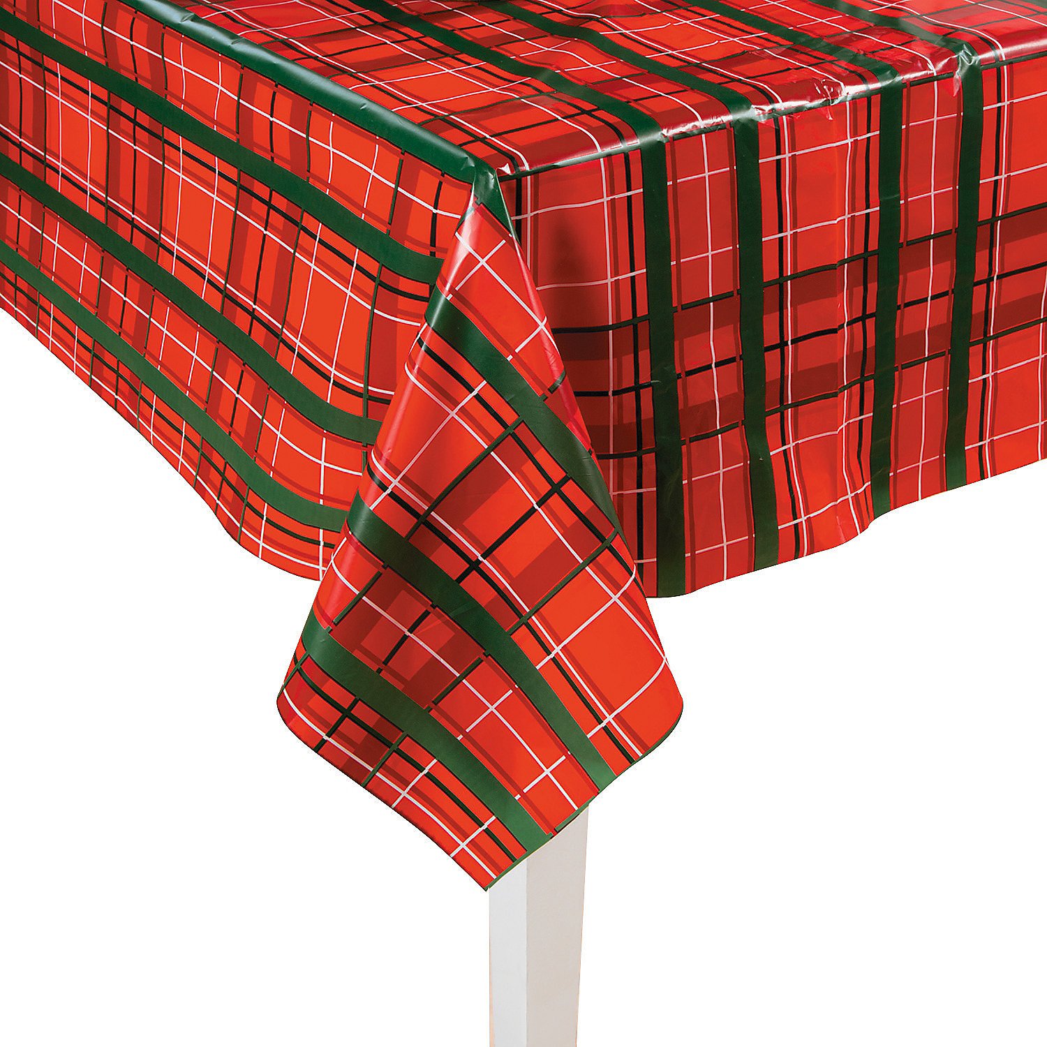 Fun ExpressRed and Green Christmas Plaid Tablecloth Roll (100 feet Long)