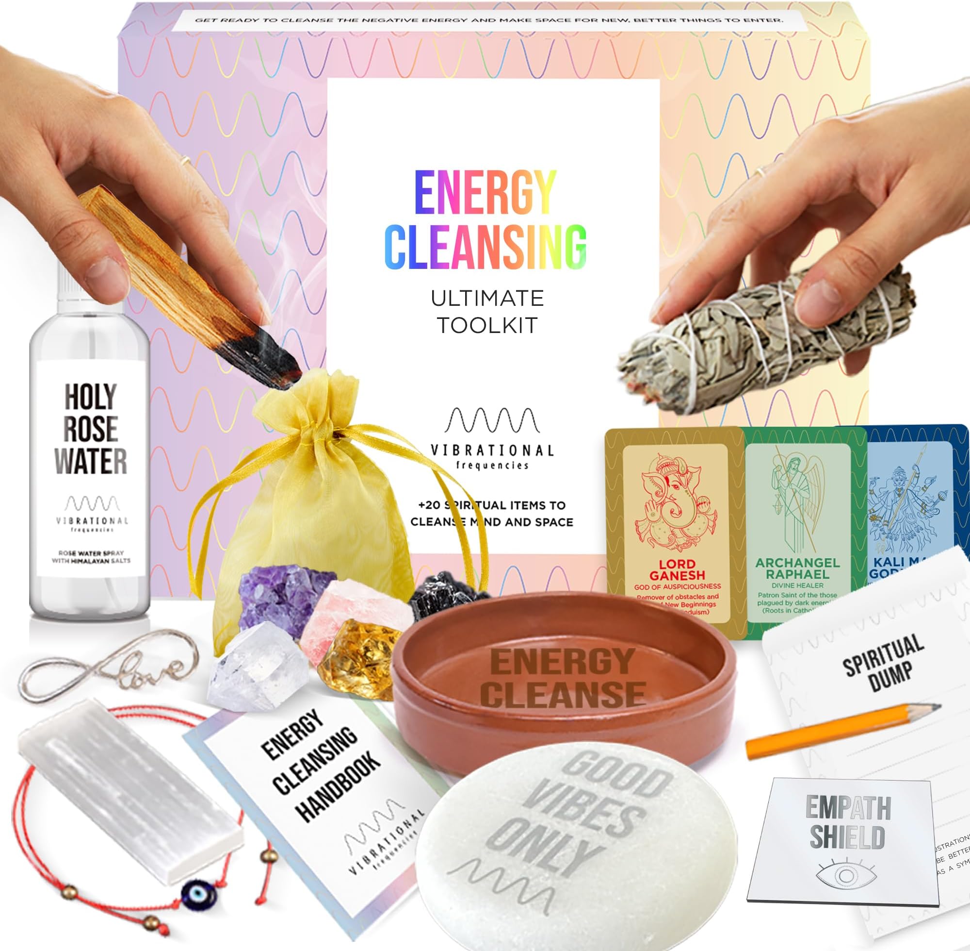 Energy Cleansing Smudge Kit with White Sage, Palo Santo