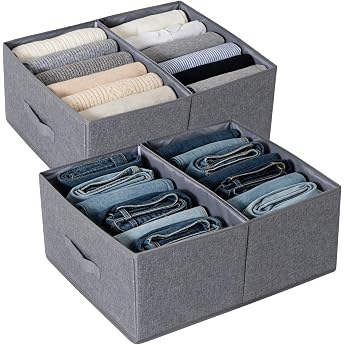 Wardrobe Organiser Suitable for Sweaters Bath Towels Storage - Set of 2 Large Storage Boxes - Foldable Washable Extra Large Boxes for Cupboard - 50 x 40 x 20 cm