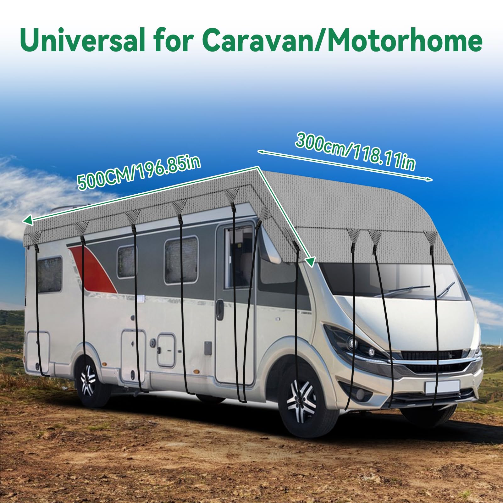 Cubierta protectora para techo de caravana y autocaravana, resistente, 4 capas, impermeable, para todo tipo de clima, para exteriores, sol, lluvia, polvo, protección UV (3 x 5 m)