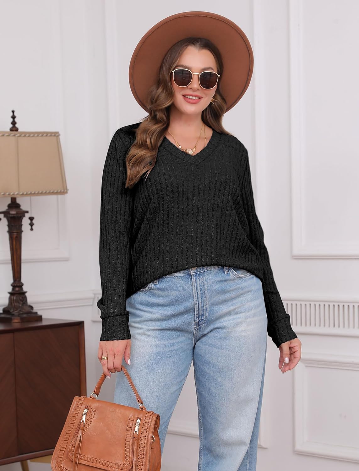V Neck Long Sleeve Shirts